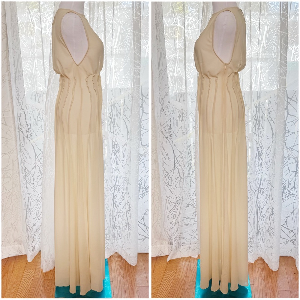 ARCINA ORI CREAM SHEER SLEEVELESS AUDREY MAXI DRESS - Picture 5 of 14